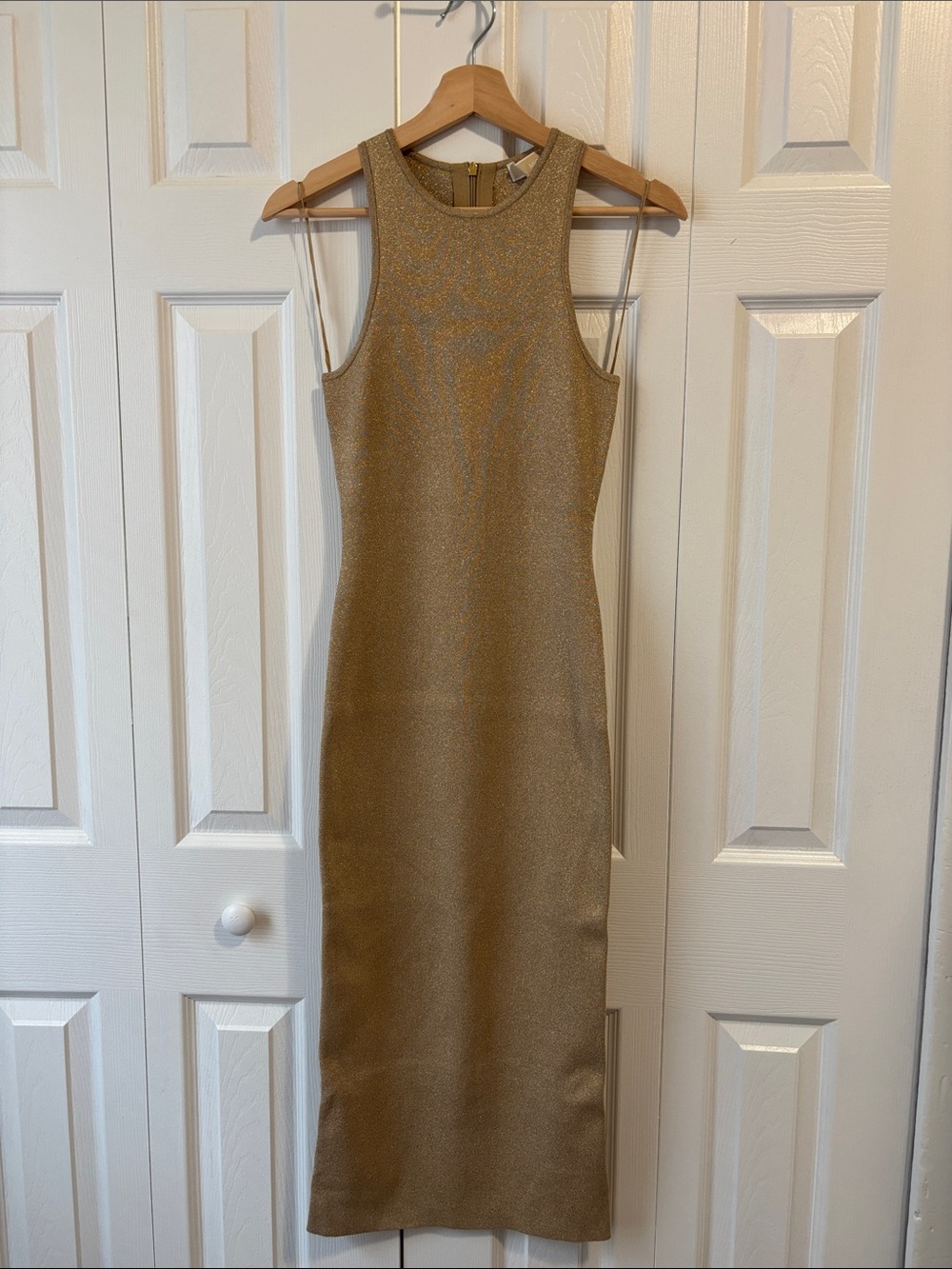 Michael Kors Metallic Gold Sleeveless Midi Dress
